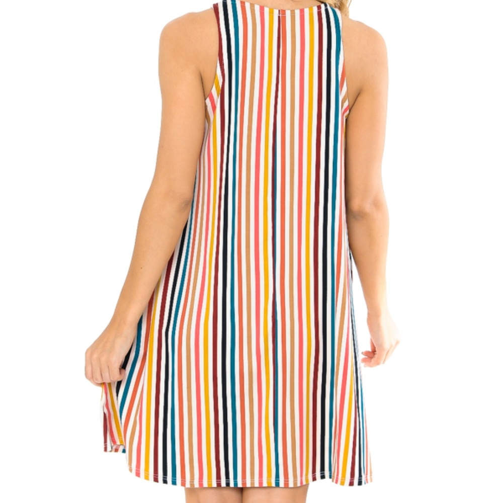 VERTICAL STRIPE SLEEVELESS DRESS - Picture 5 of 5